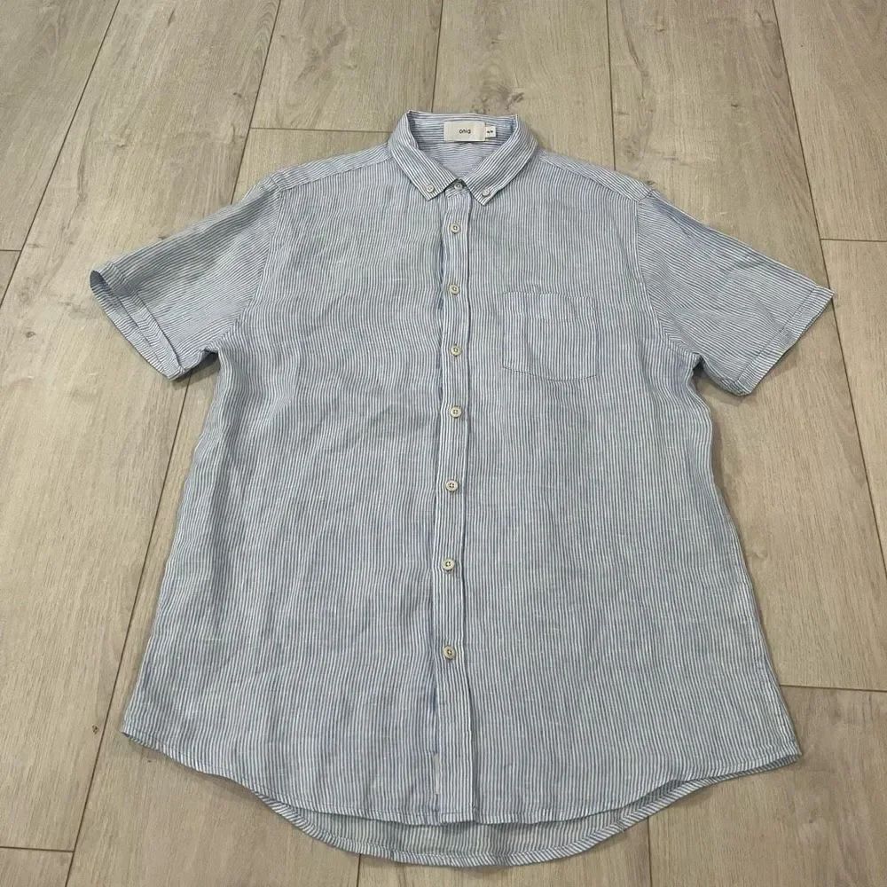 Onia Mens striped short sleeve shirt size M